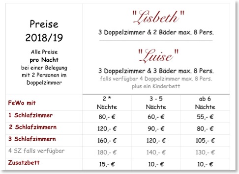 Preise  2018 & 2019 ohne Gruppe